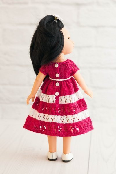 Одежда для кукол Paola Reina 32 см - малиновое вязанное платье Paola Reina HM-EK-5 #Tiptovara#